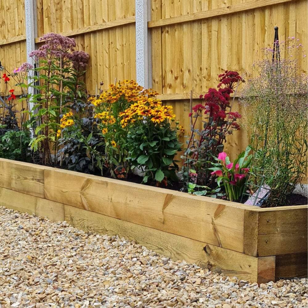 Pressure-treated softwood garden sleeper 1.2m x 200mm x 100mm landscaping or raised beds.