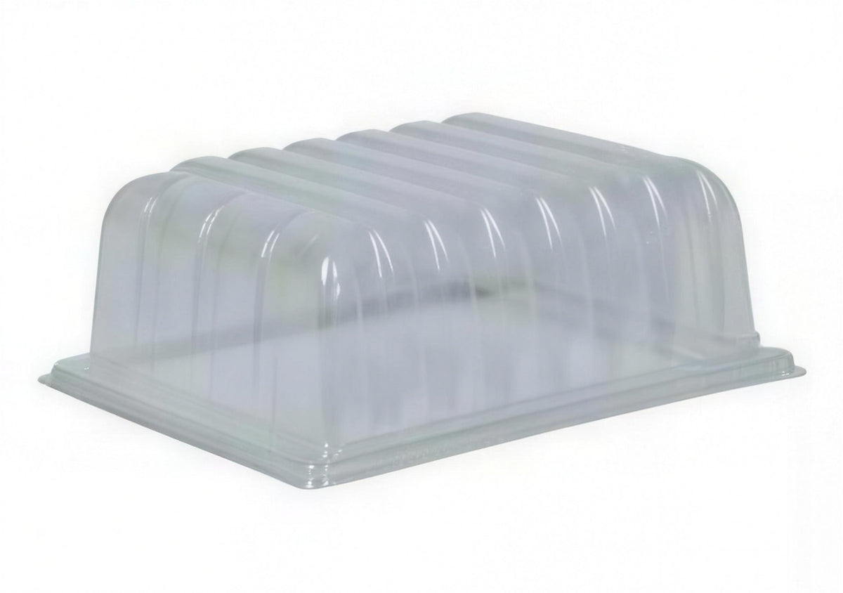 Half seed tray lid plastic ribbed design propagation accessory.