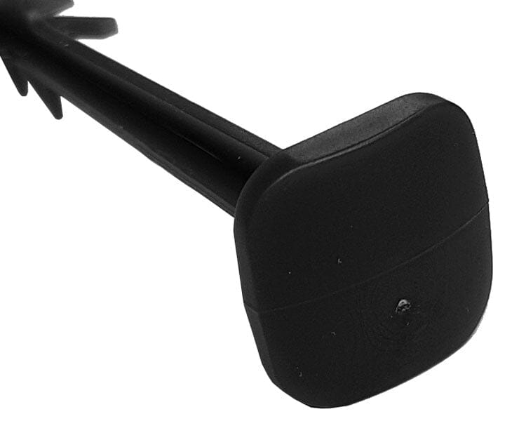 Plastic weed fabric fixing peg for ground cover securement.