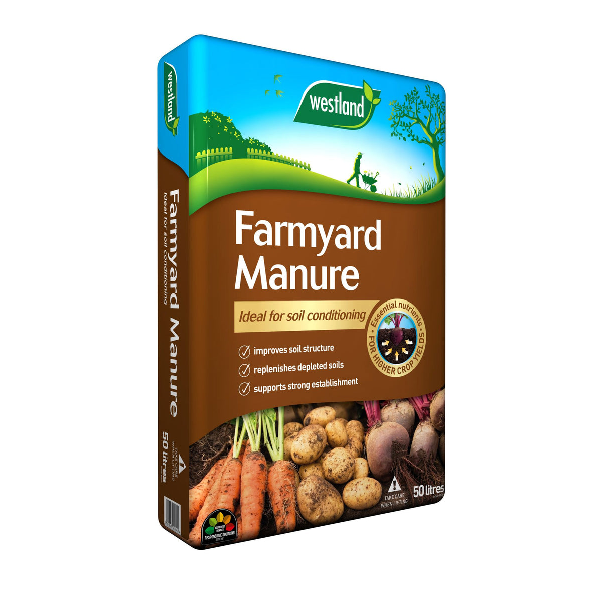 Farmyard manure 50L soil conditioner and compost for vegetable garden use.