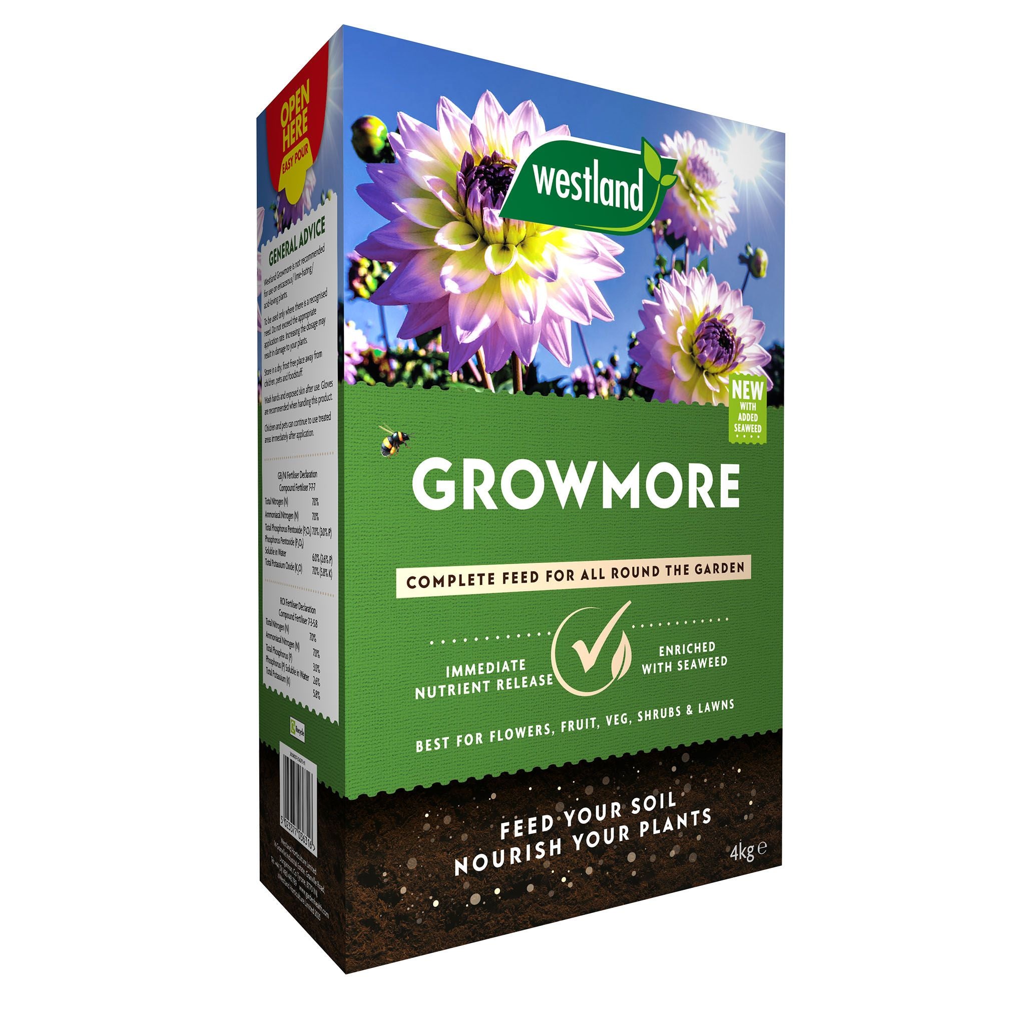All-purpose feed 4kg for flowers, fruit, vegetables, shrubs and lawns.