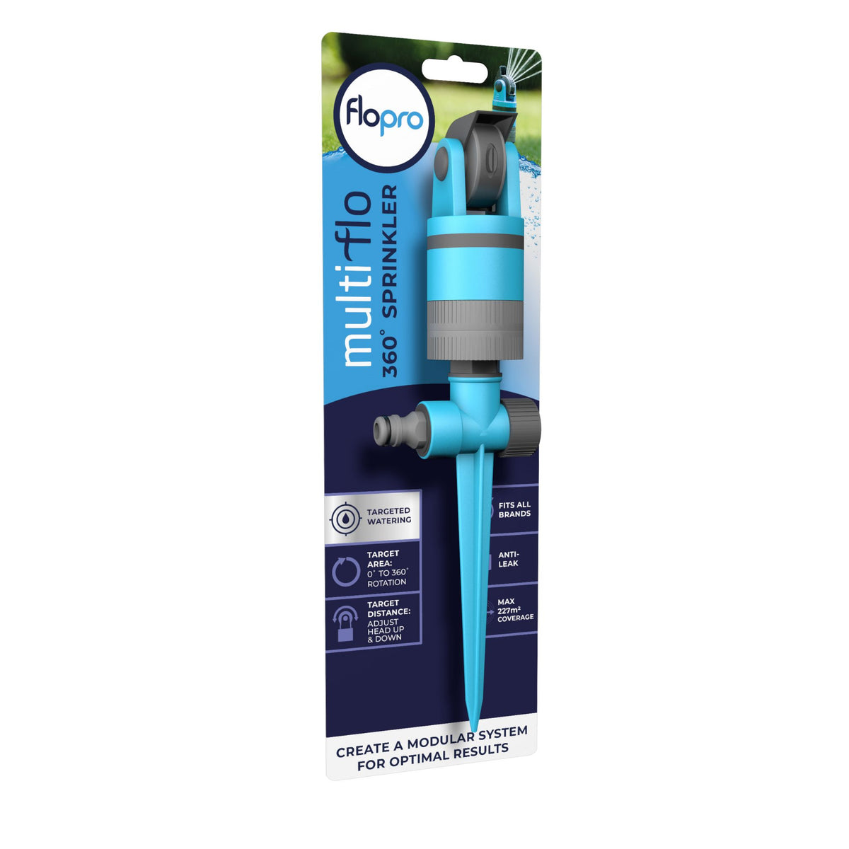 Sprinkler with 4 spray patterns adjustable lawn watering anti-leak pointed stake for gardens.