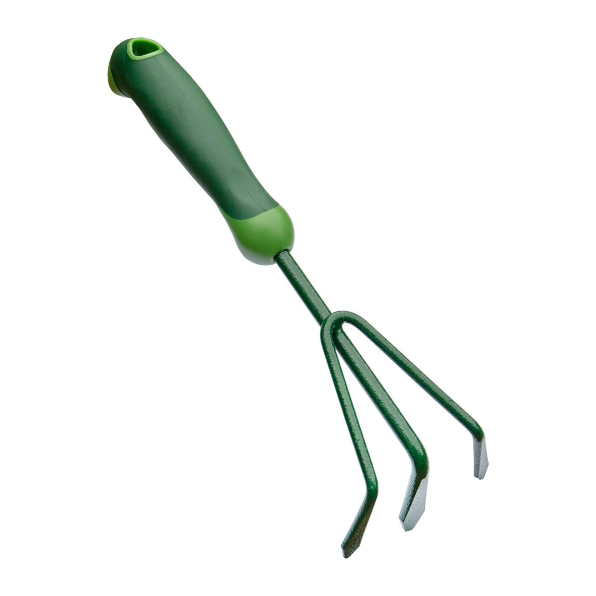 Hand 3 prong cultivator soil aeration and cultivation garden tool.