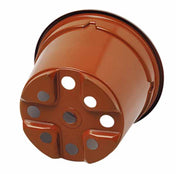 Plastic plant pots 10.5cm terracotta pack of 50 with drainage holes for garden use.
