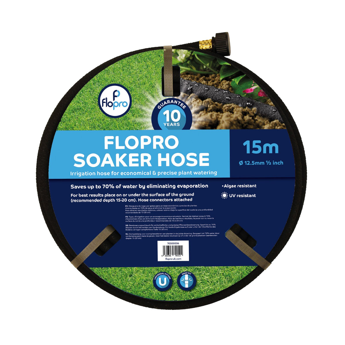 Soaker hose 15m porous design precise watering and water-saving garden irrigation.