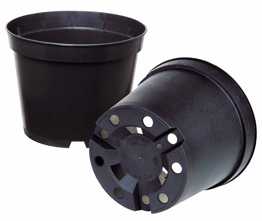 Plastic round plant pots 2 litre drainage holes container gardening.