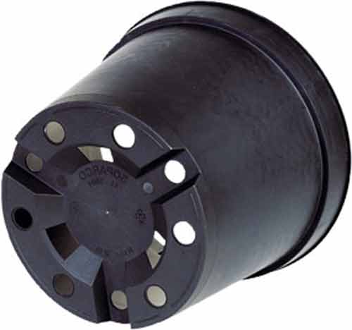 Round plant pot 2 litre plastic for drainage and water flow.