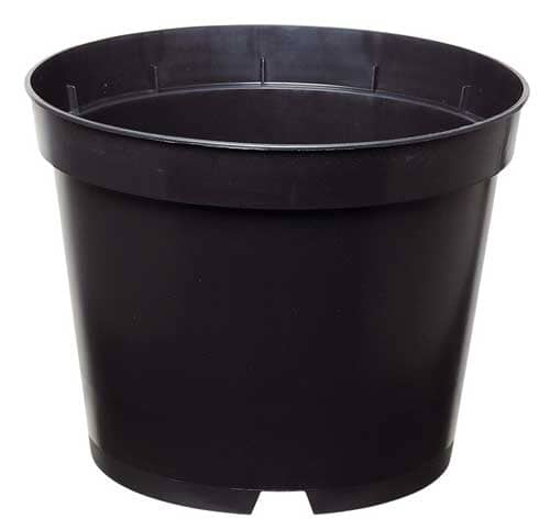 Plastic plant pot 7.5L round durable co-polymer garden container black.