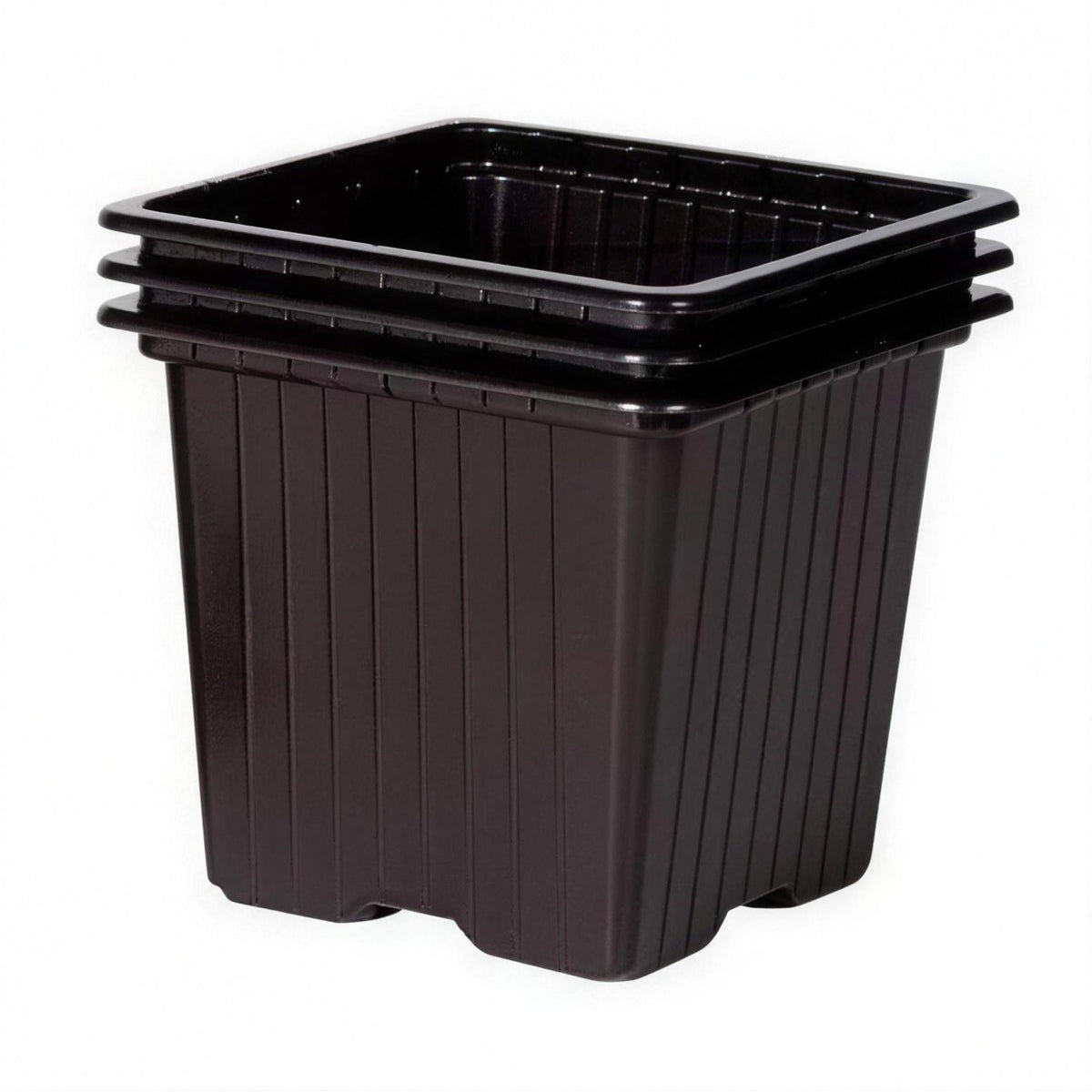 Black plastic plant pots 7cm square pack of 50 seed starting or young plants.