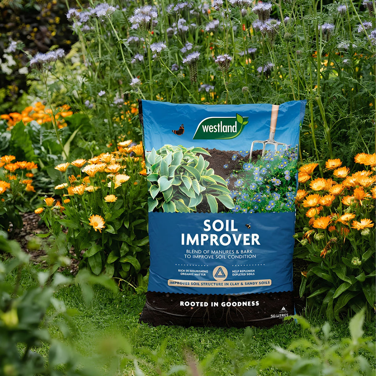 Soil improver 50L for garden soil conditioning and healthy plant growth.