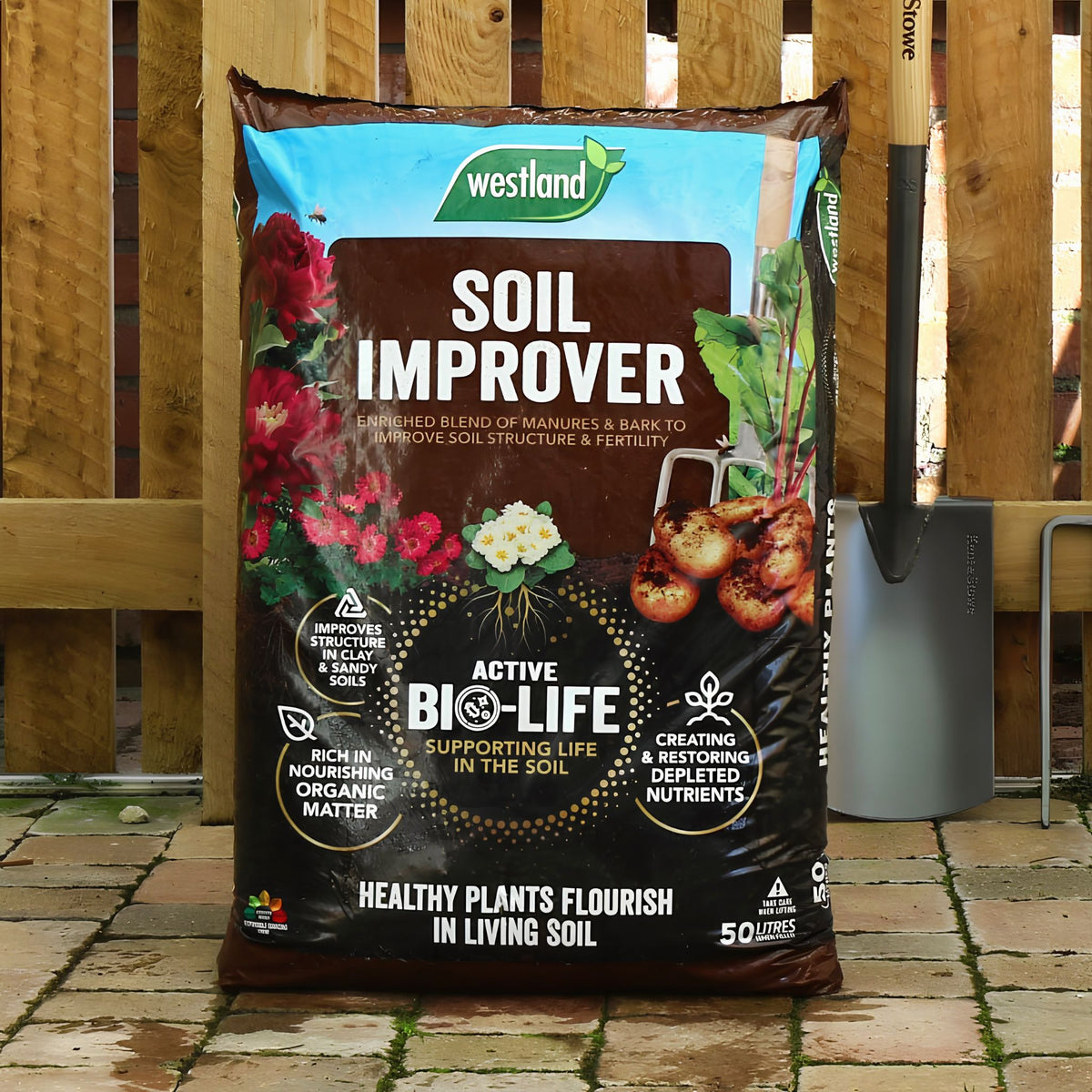 Soil improver 50L soil conditioner and fertility enhancer for garden use.