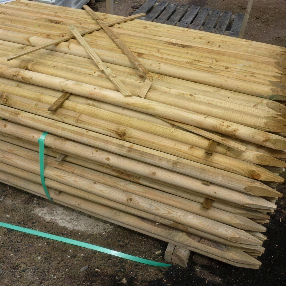 Tree stakes 5ft round pointed accessory for plant support.